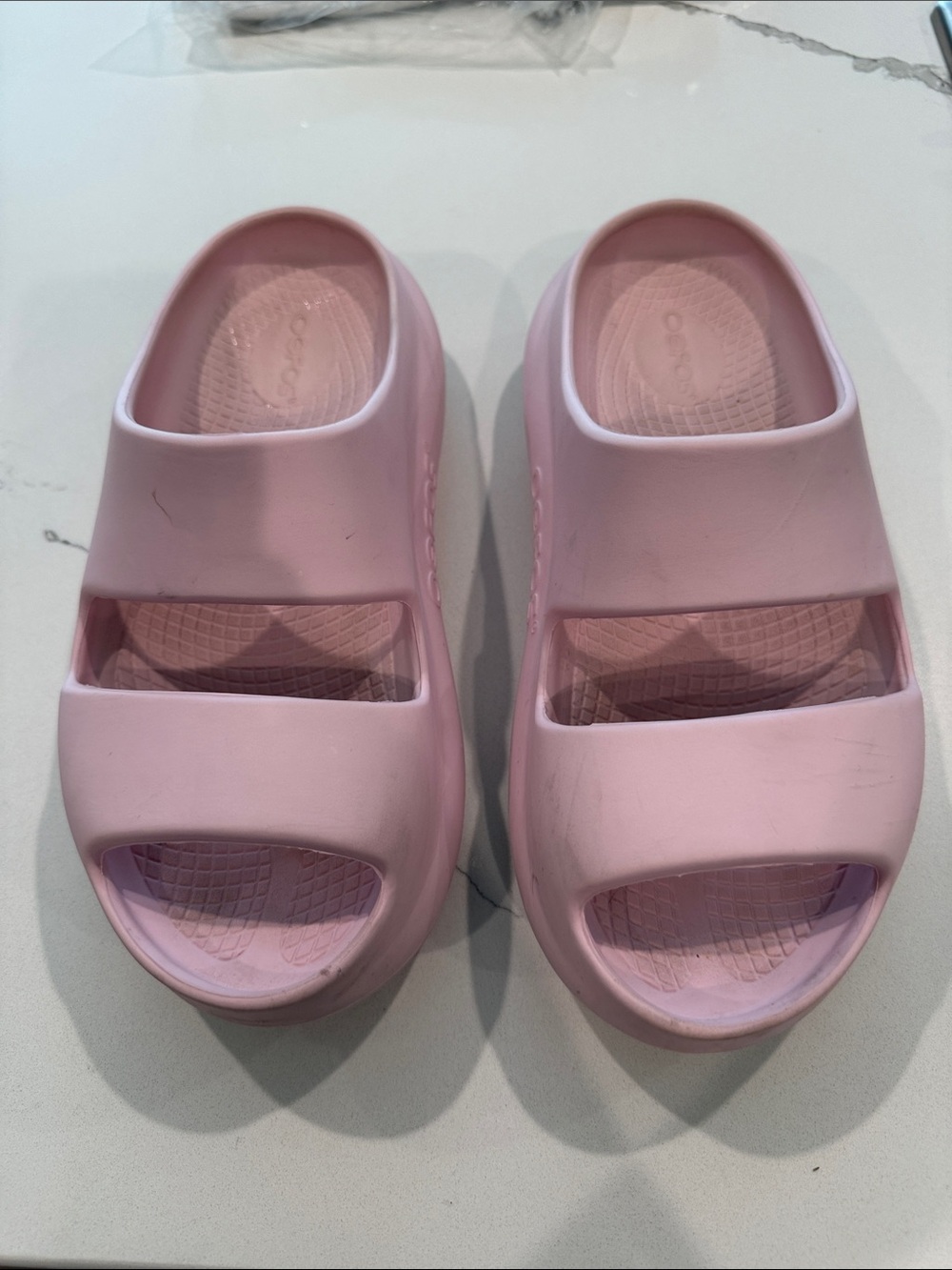 OOFOS Women's Light Pink Double-Strap Slide Sandals